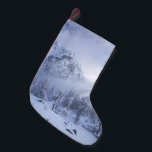 Winter wonderland, fog, spruce forest and mountain small christmas stocking<br><div class="desc">Fog rolling through the spruce forest with mountains above. Beautiful winter wonderland scene.</div>