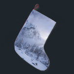 Winter wonderland, fog, spruce forest and mountain small christmas stocking<br><div class="desc">Fog rolling through the spruce forest with mountains above. Beautiful winter wonderland scene.</div>