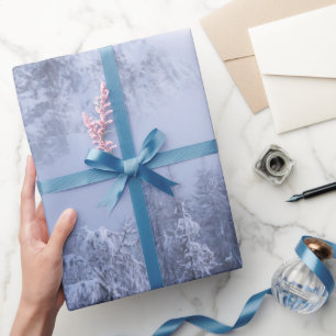 Winter wonderland, fog, spruce forest and mountain wrapping paper