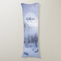 Winter wonderland fog spruce forest snow monogram