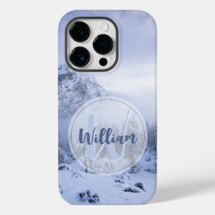Winter wonderland fog spruce forest snow monogram Case-Mate iPhone 14 pro case