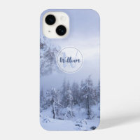 Winter wonderland fog spruce forest snow monogram 