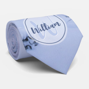 Winter wonderland fog spruce forest snow monogram  tie