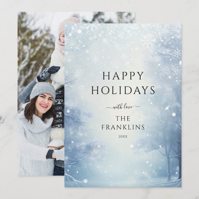 Winter Wonderland Forest Christmas Photo Holiday Card (Front/Back)