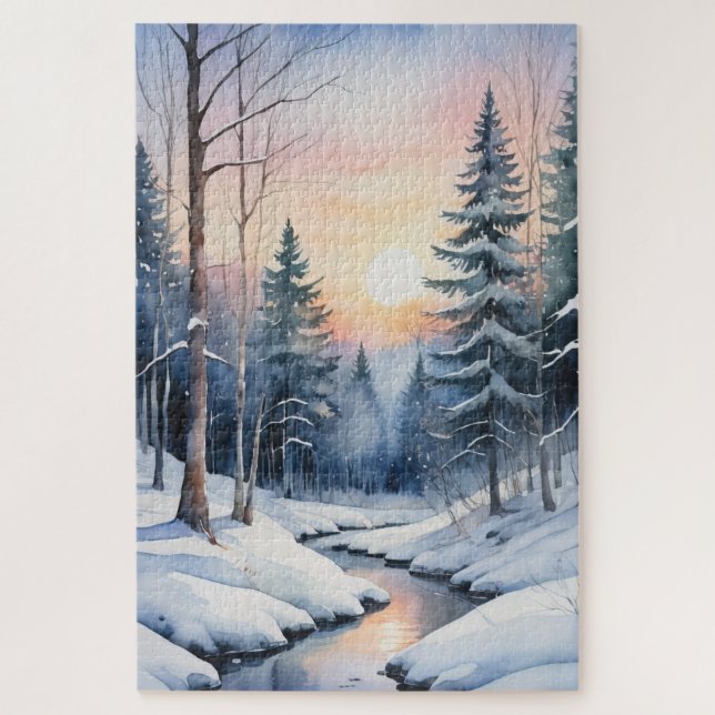 Winter Wonderland Forest Landscape Jigsaw Puzzle (Vertical)