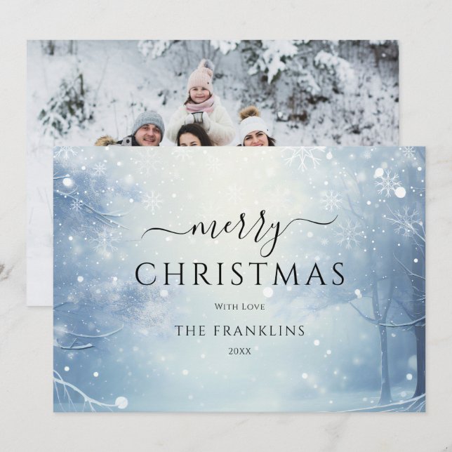 Winter Wonderland Forest Photo Christmas Holiday Card (Front/Back)