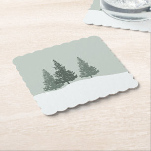Winter Wonderland Forest Trees  Paper Coaster