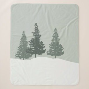 Winter Wonderland Forest Trees Sherpa Blanket