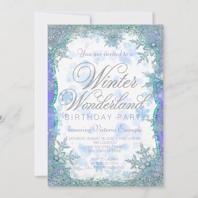 Winter Wonderland Frozen Birthday Party Invitation (Front)