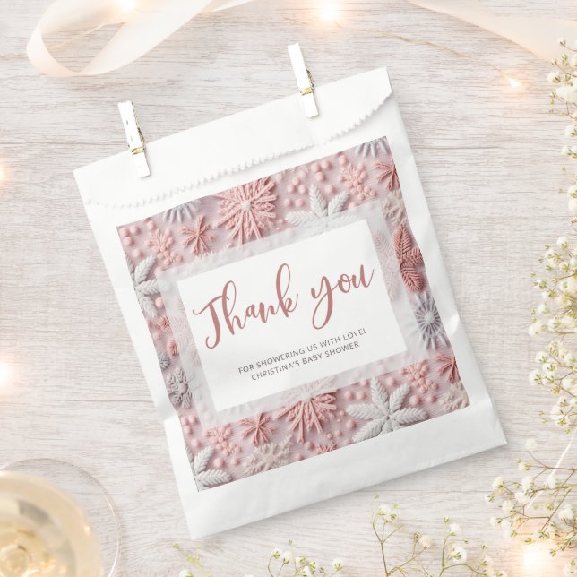 Winter Wonderland Girl Baby Shower Thank You Favour Bags (Clipped)