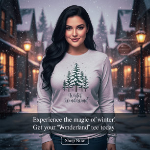 Winter Wonderland Handwritten Pine Trees T-Shirt