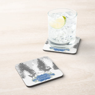 Winter Wonderland Hard plastic coaster - Blue