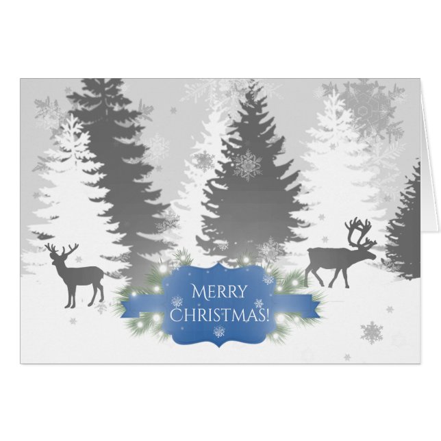 Winter Wonderland Holiday Greeting Card - Blue (Front Horizontal)