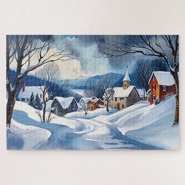 Winter Wonderland in a Small Town Jigsaw Puzzle (Horizontal)