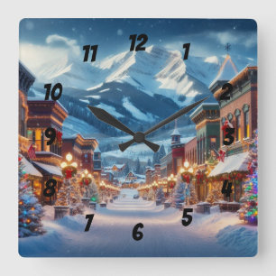 Winter Wonderland in Crested Butte, Colorado Square Wall Clock