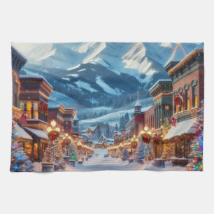 Winter Wonderland in Crested Butte, Colorado Tea Towel