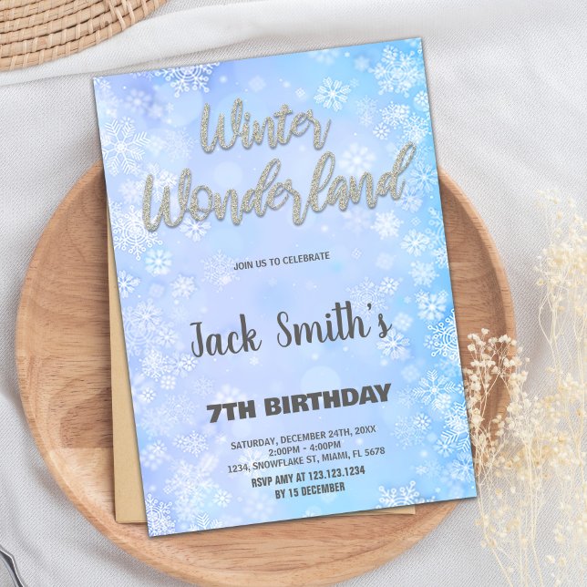 Winter Wonderland Invitations Blue Silver Glitter (Winter Wonderland Invitations Blue Silver Glitter)