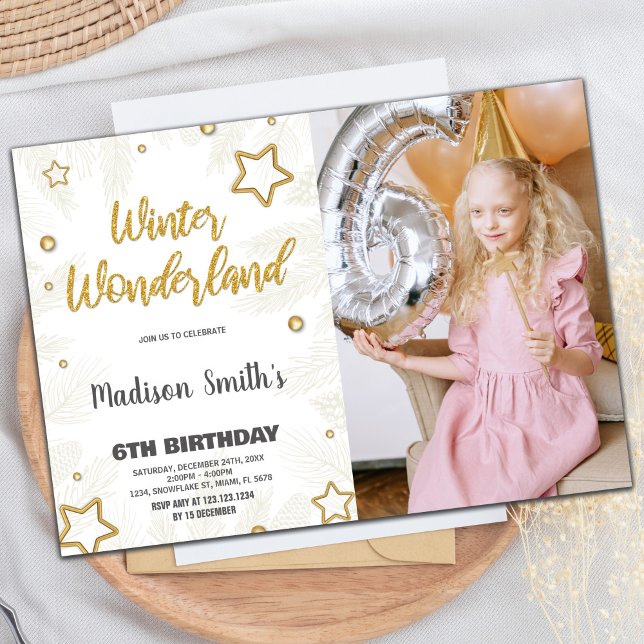 Winter Wonderland Invitations Star Gold Photo (Winter Wonderland Invitations Star Gold Photo)
