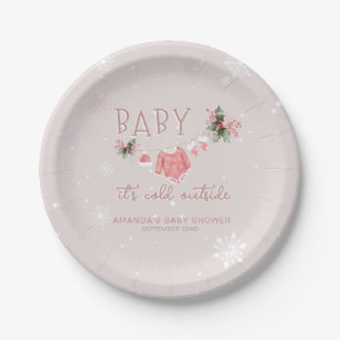 Winter Wonderland It's Cold Outside Baby Shower Paper Plate