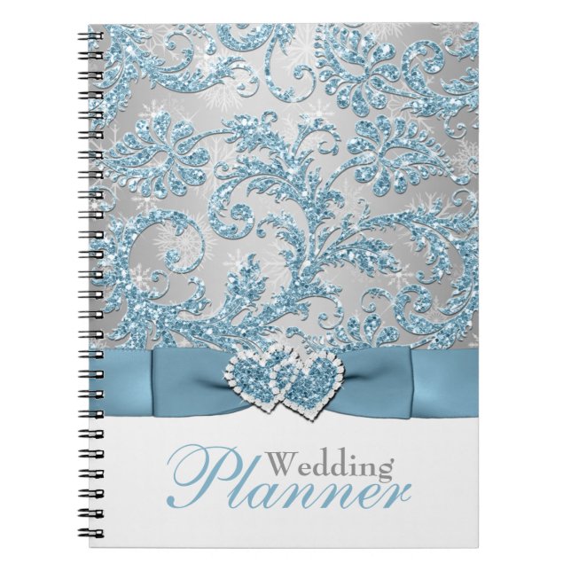 Winter Wonderland, Joined Hearts Wedding Notebook (Front)