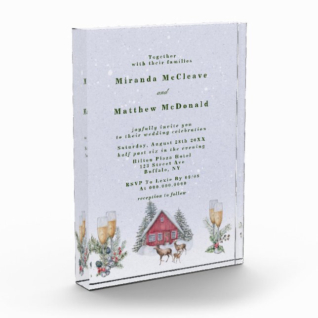 Winter Wonderland Keepsake Wedding Invite Photo Block (Left)