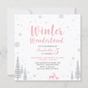 Winter Wonderland  Kids Birthday Invitation - Girl