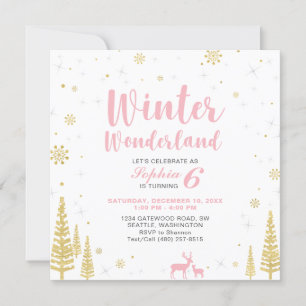 Winter Wonderland  Kids Birthday Invitation - Girl
