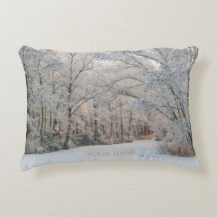 Winter Wonderland Landscape Photo Decorative Cushion