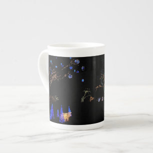 Winter Wonderland Lights Blue and White Holiday Bone China Mug