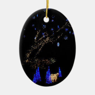 Winter Wonderland Lights Blue and White Holiday Ceramic Tree Decoration