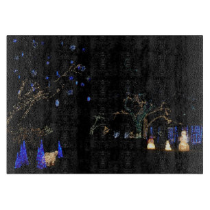 Winter Wonderland Lights Blue and White Holiday Cutting Board