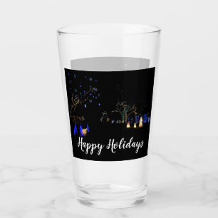 Winter Wonderland Lights Blue and White Holiday Glass