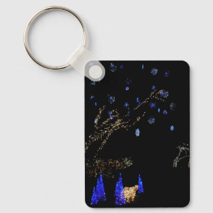 Winter Wonderland Lights Blue and White Holiday Key Ring