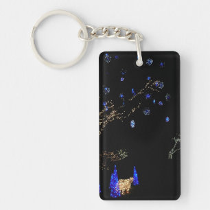 Winter Wonderland Lights Blue and White Holiday Key Ring