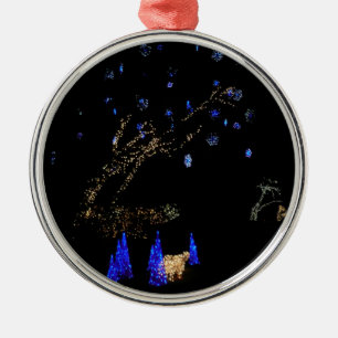 Winter Wonderland Lights Blue and White Holiday Metal Tree Decoration