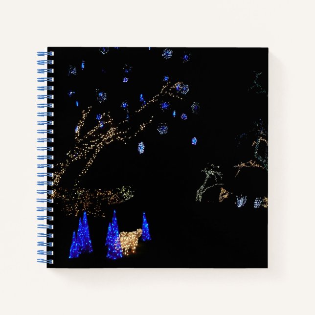 Winter Wonderland Lights Blue and White Holiday Notebook (Front)
