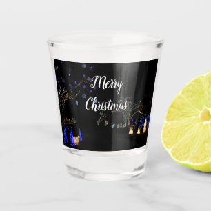Winter Wonderland Lights Blue and White Holiday Shot Glass