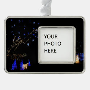 Winter Wonderland Lights Blue and White Holiday Silver Plated Framed Ornament