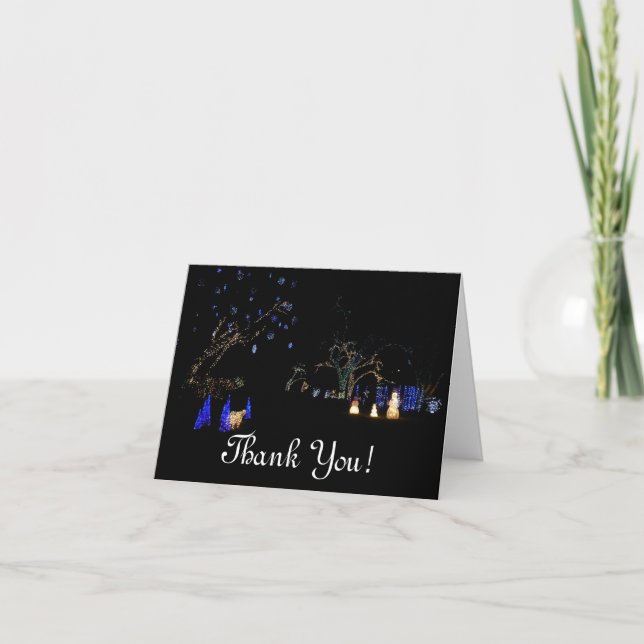 Winter Wonderland Lights Blue and White Holiday Thank You Card (Front)