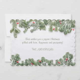 Winter Wonderland Merry Christmas Calligraphy Pine Holiday Card
