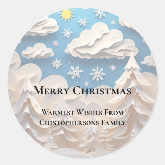 Winter Wonderland Merry Christmas Classic Round Sticker