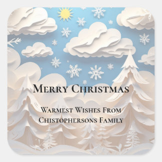 Winter Wonderland Merry Christmas Square Sticker