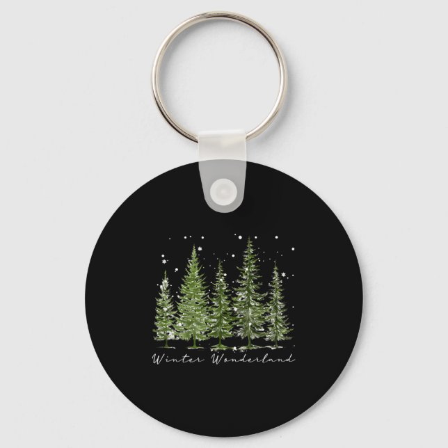 Winter Wonderland Merry Christmas Xmas Tree Pajama Key Ring (Front)