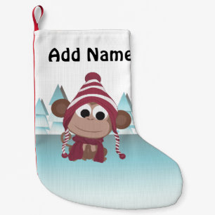 Winter Wonderland Monkey Small Christmas Stocking