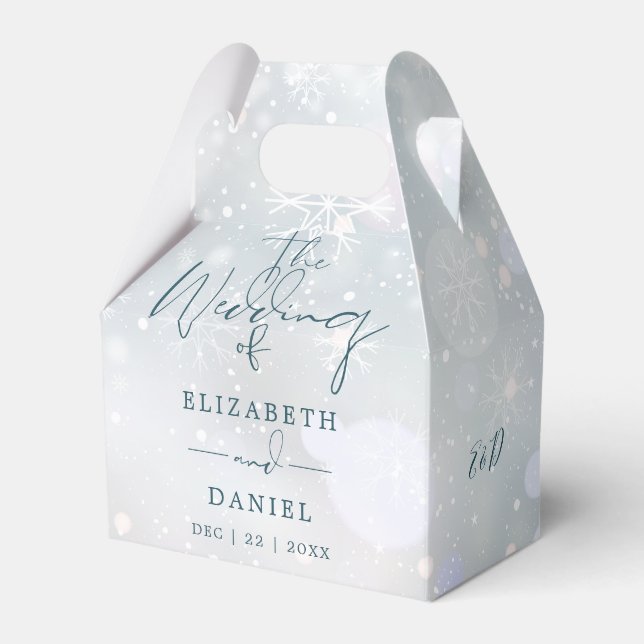 Winter Wonderland Monogram Snow Wedding Favour Box (Front Side)