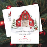 Winter Wonderland Moving Announcement<br><div class="desc">This festive winter moving announcement Christmas card features a red barn with a green wreath, set against a snowy landscape and trees. The card is perfect for sending to friends and family during the holiday season to let them know about your new address while also sharing your love of the...</div>