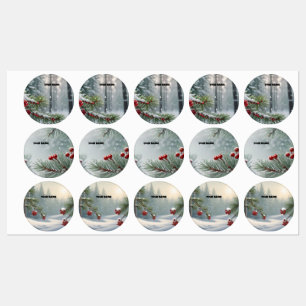 Winter Wonderland Name Tag   Pinecones & Red