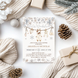 Winter Wonderland Neutral Clothesline Baby Shower Invitation
