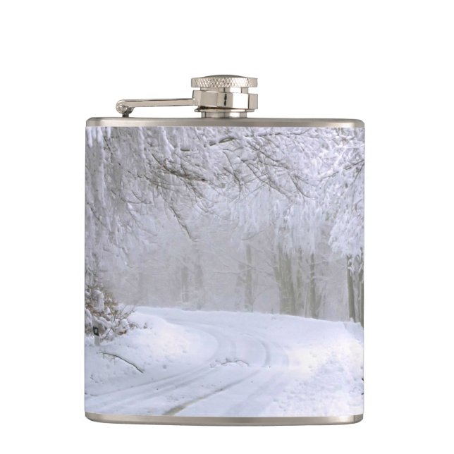 Winter Wonderland of Snow Hip Flask (Front)