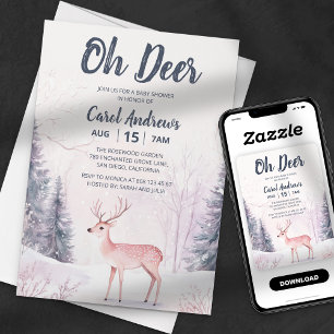 Winter Wonderland Oh Deer Baby Shower Invitation